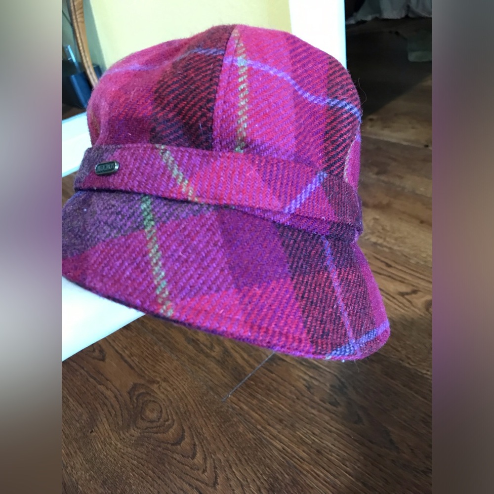 Mucros Weavers Ireland Wool Newsboy Flapper style Pink Plaid cap Woman’s Hat - Picture 7 of 10